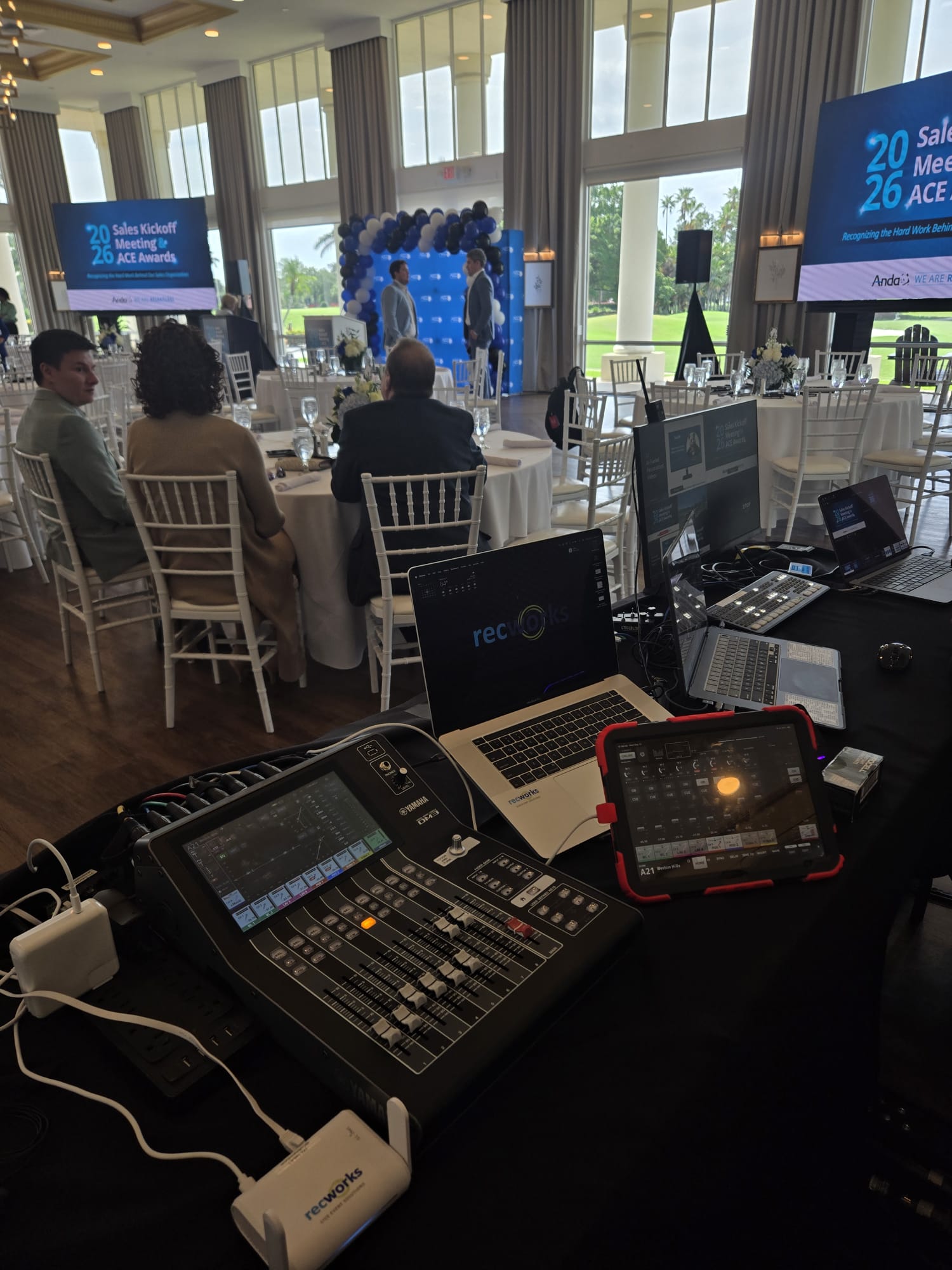 Audio mixing gear on site